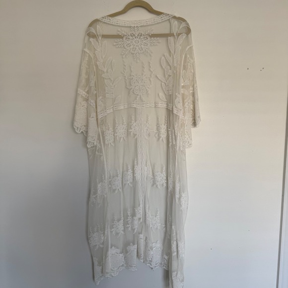 NWOT Anna-Kaci California‎ White Lace Sheer Long Kimono Whimsifairy Cottagecore - Picture 6 of 10